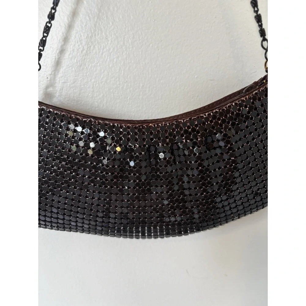 Vintage-style Clutch Mini Shoulder Bag Metallic Chainmail Mesh Y2K Copper Brown
